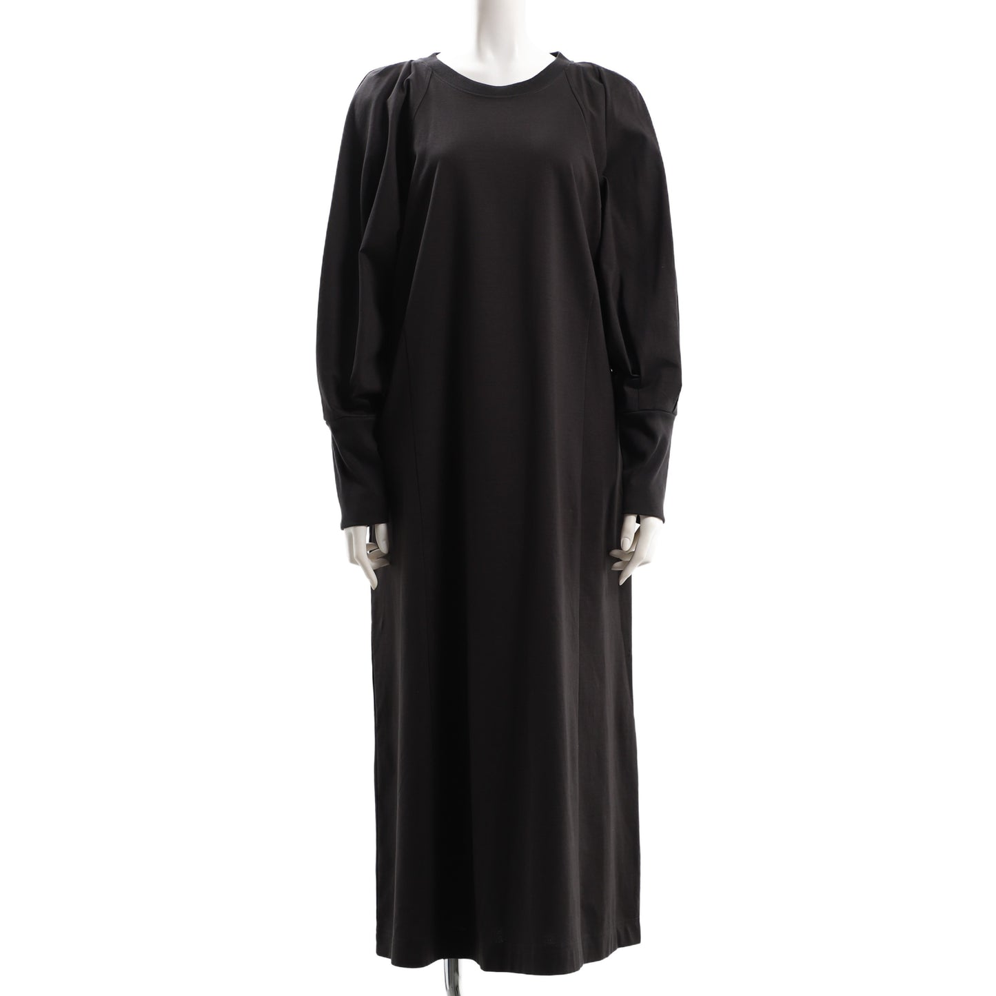 ボリュームスリーブラウンドネックワンピース