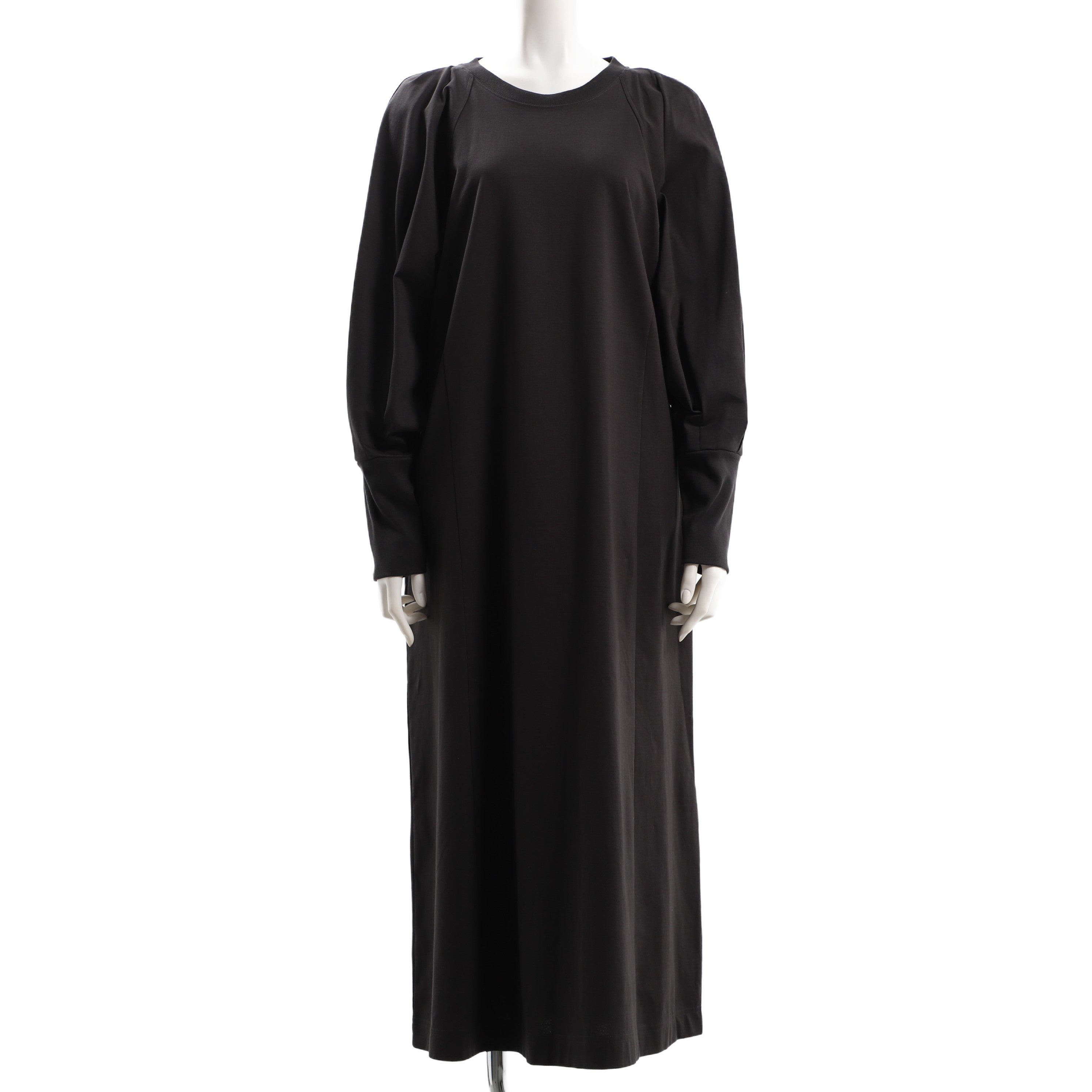 ボリュームスリーブラウンドネックワンピース