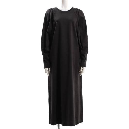 ボリュームスリーブラウンドネックワンピース