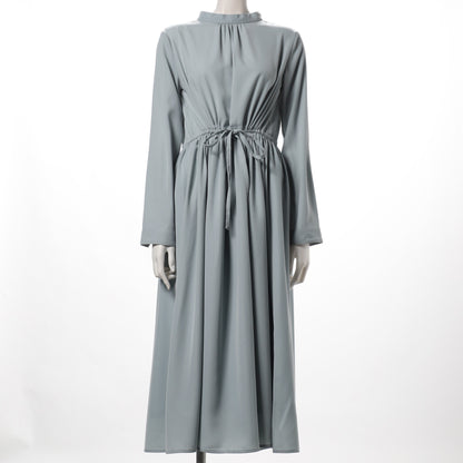 ウエストリボンスタンドカラーワンピース