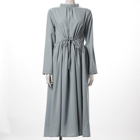 ウエストリボンスタンドカラーワンピース