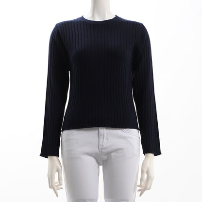 シンプルクルーネックリブニット