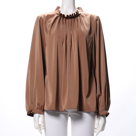 ギャザーフリルネックブラウス