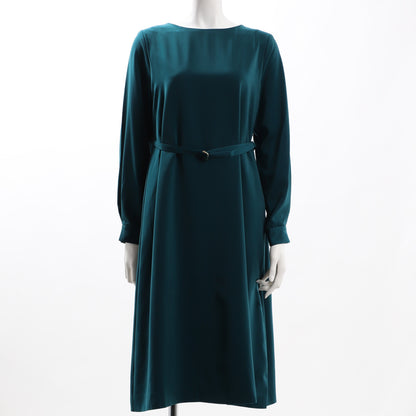 ウエストベルト付きラウンドネックワンピース