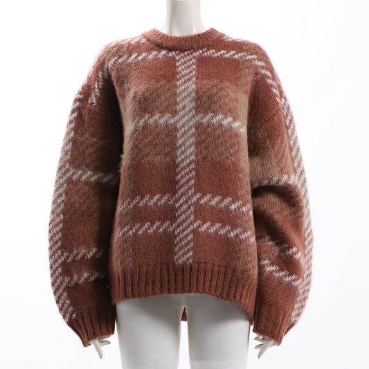 大きめチェック柄ボリュームニット