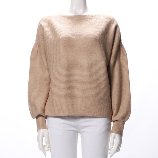 ふんわり袖ラウンドネックニット