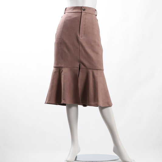 スエード調ラッフルマーメイドスカート