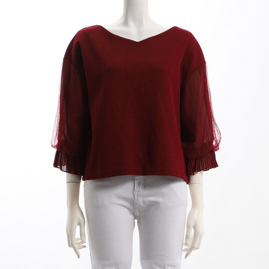 チュールプリーツカットソー