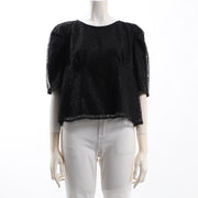 切り替えデザインレースブラウス