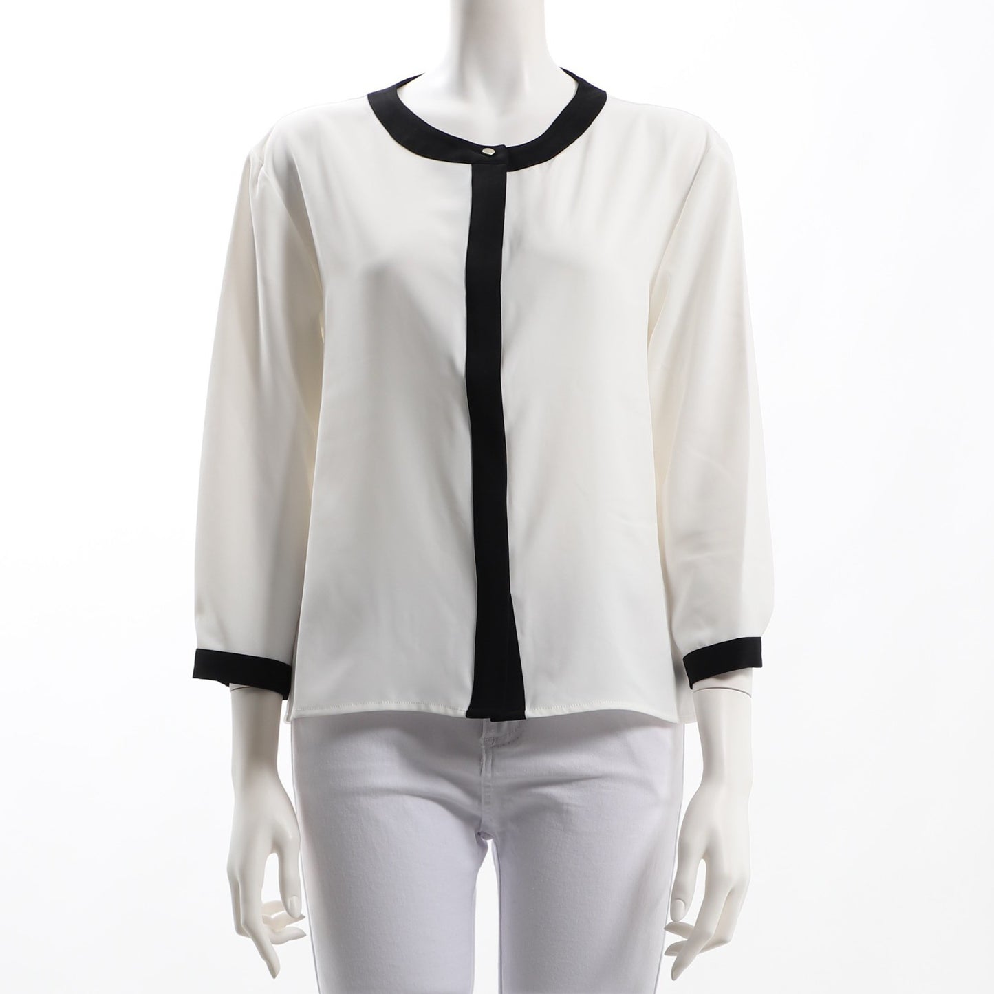 バイカラー ネックラインデザインブラウス