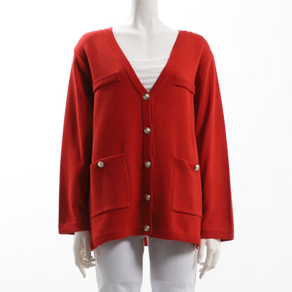 ポケットデザイン金ボタンVネックカーディガン