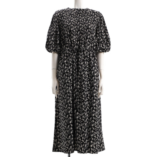 小花柄パフスリーブワンピース