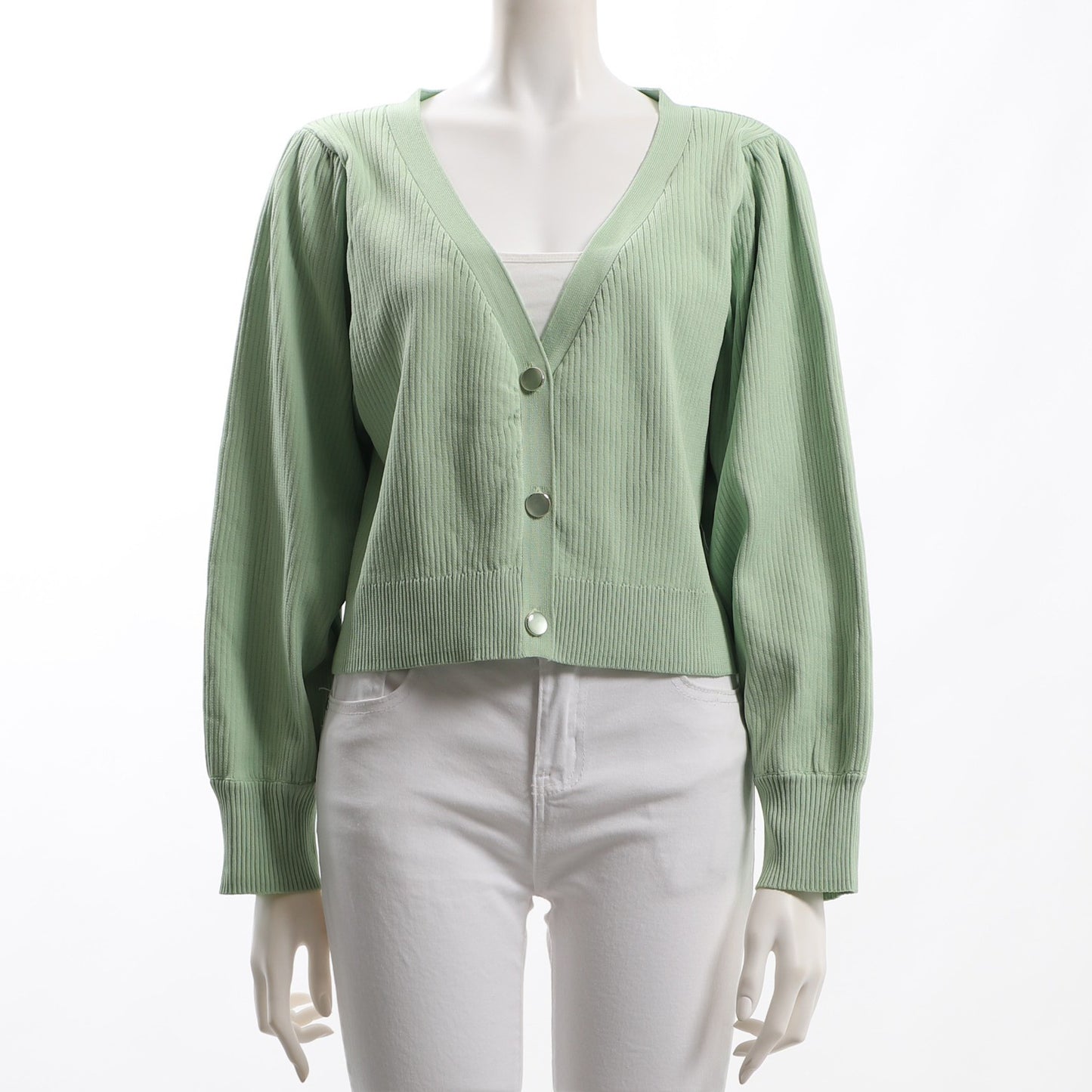 メタルボタン付きVネックカーディガン