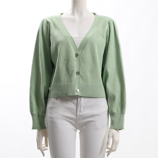 メタルボタン付きVネックカーディガン