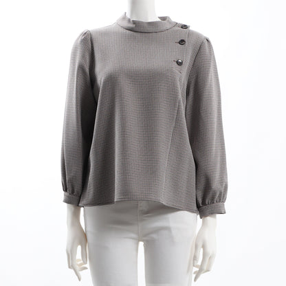 ボタンデザインスタンドカラーブラウス