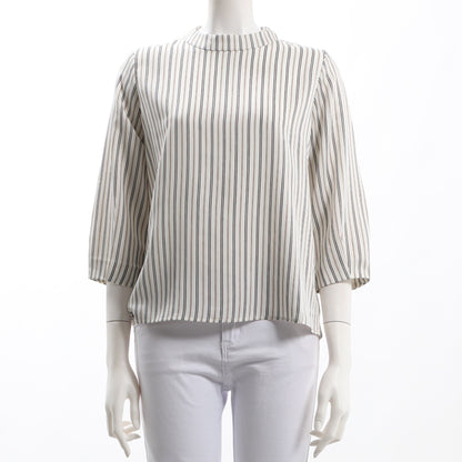 ストライプ柄スタンドカラーブラウス