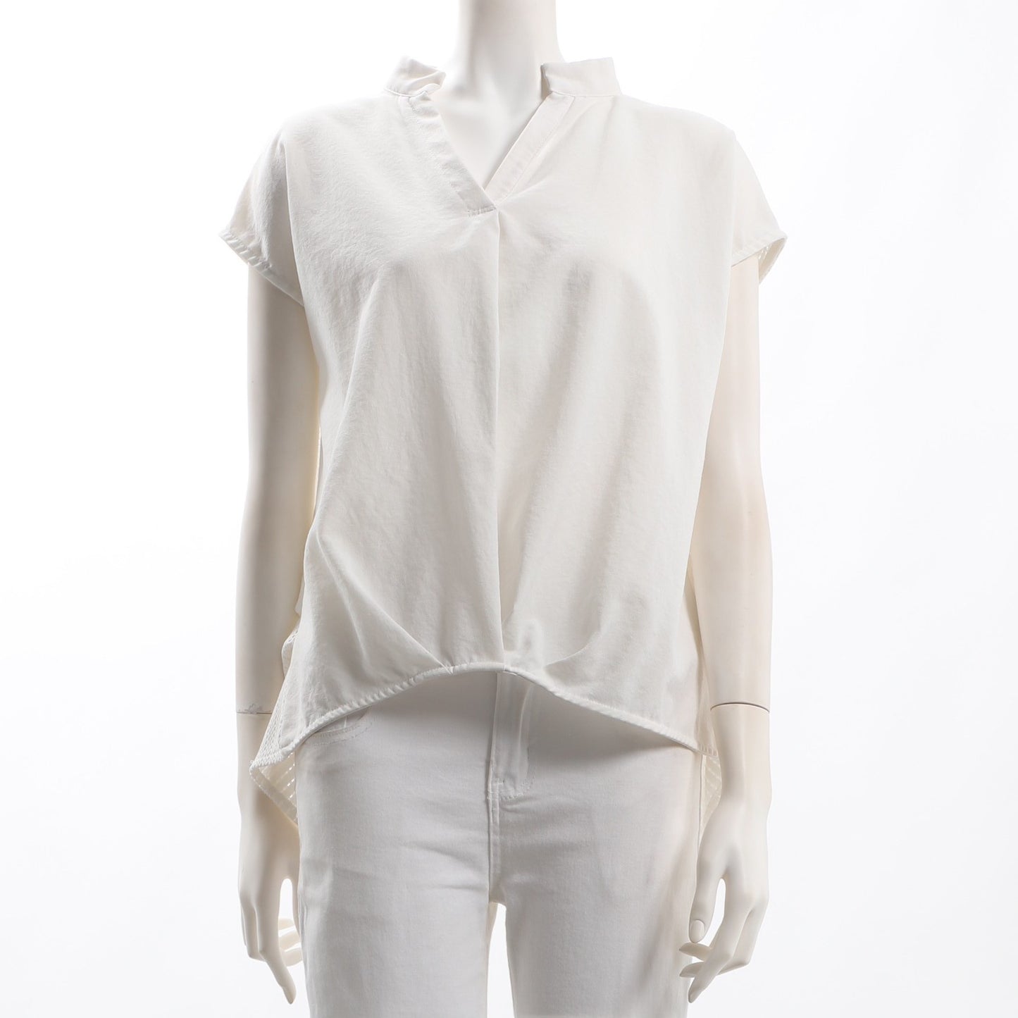 前後切り替え異素材ブラウス