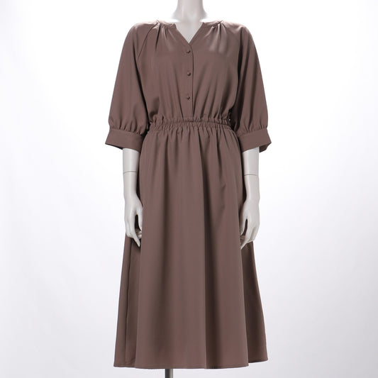 ソフトフラワープリントオープンフロントネックワンピース