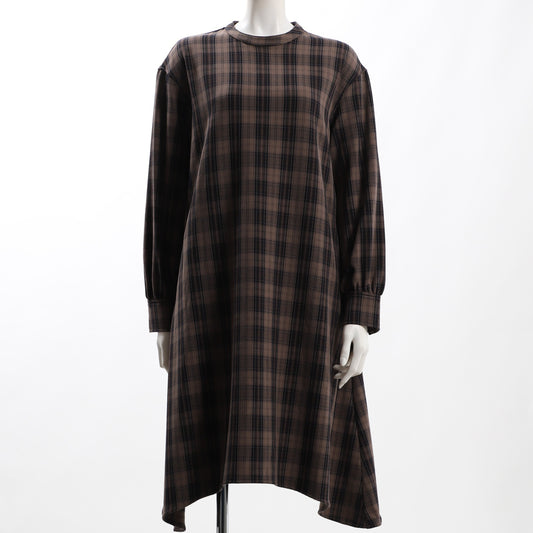 裾イレギュラーデザインチェック柄ワンピース