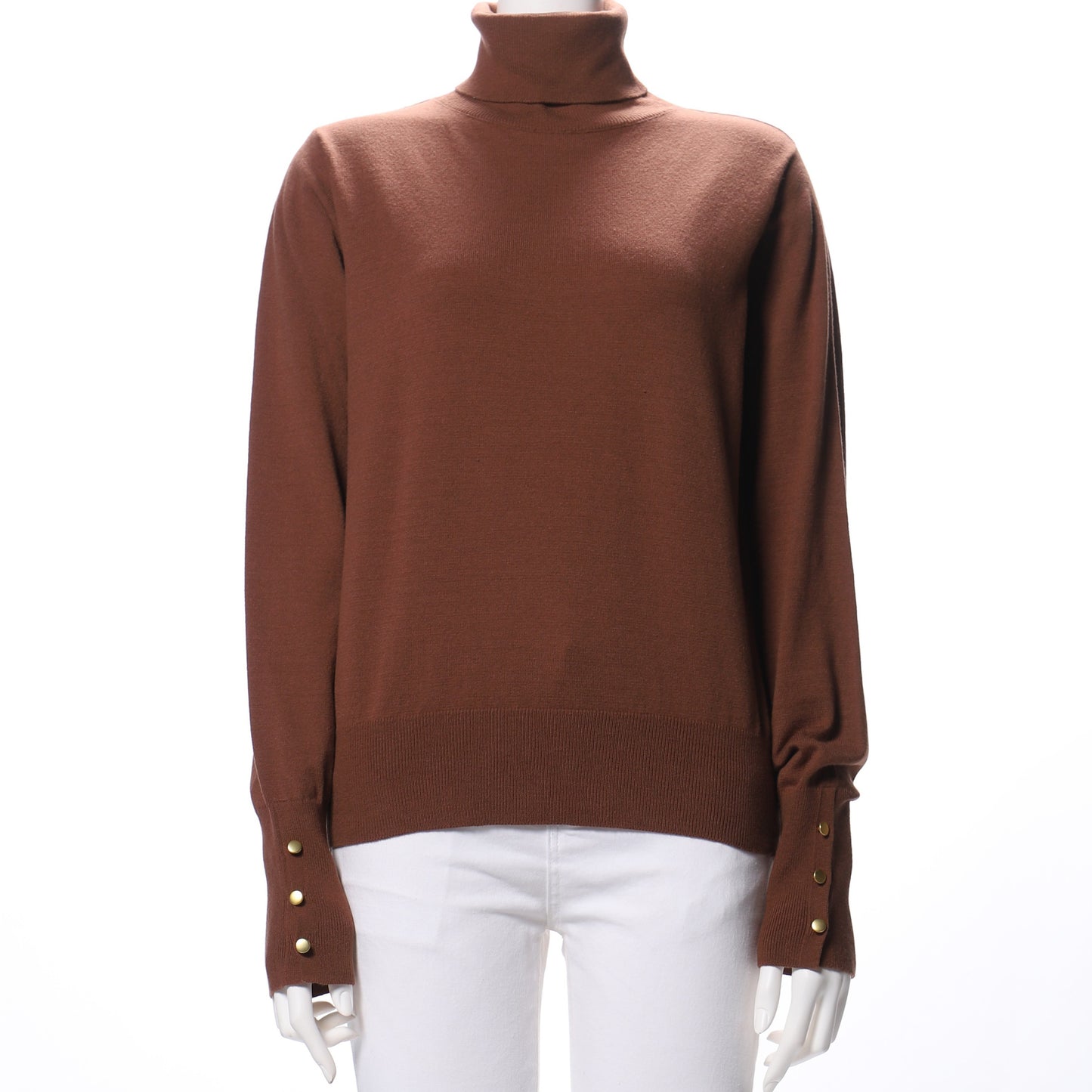袖金釦タートルネックニット