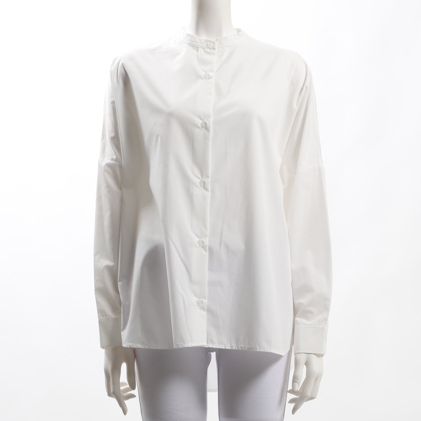 バックギャザーデザイン前開きブラウス