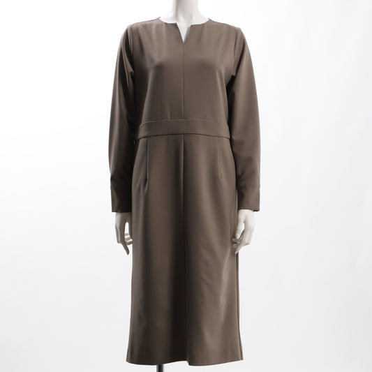 ウエスト切り替えラインオープンフロントネックワンピース