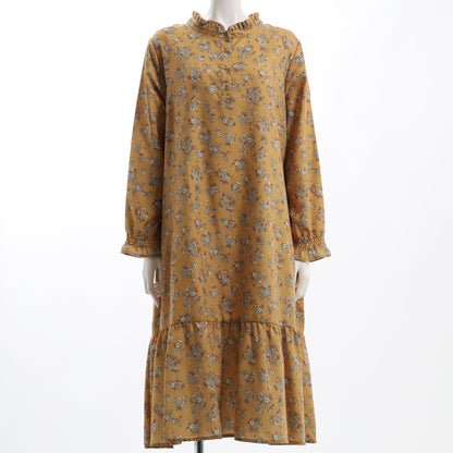 切り替えデザイン花柄ワンピース