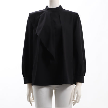 アシンメトリースタンドカラーブラウス