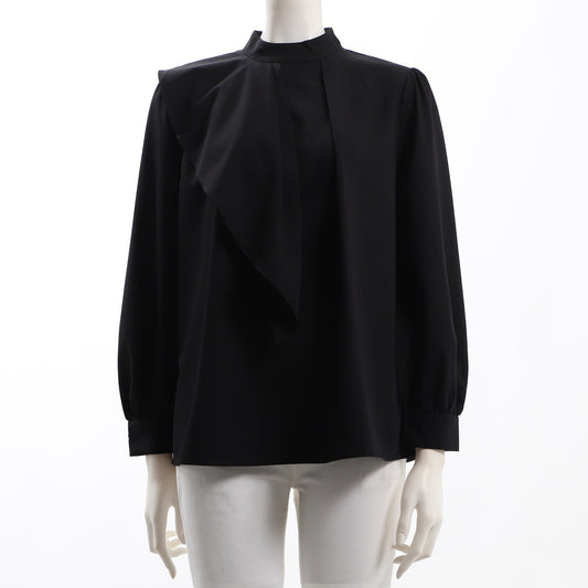 アシンメトリースタンドカラーブラウス