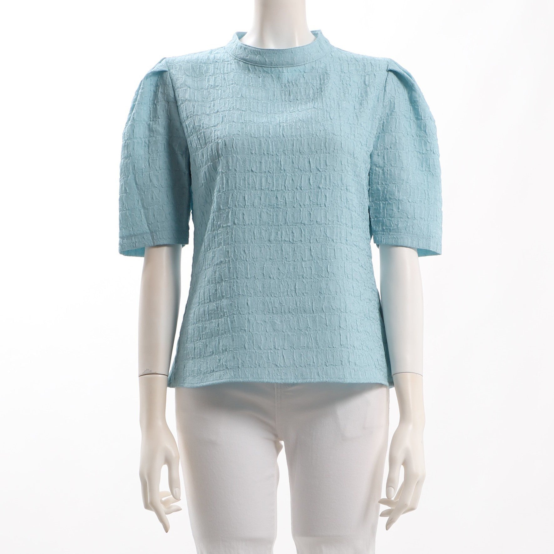 特徴表面感パフスリーブブラウス