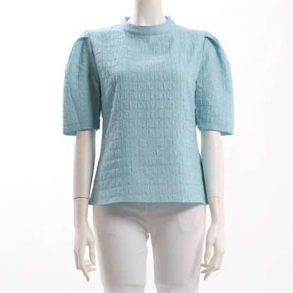 特徴表面感パフスリーブブラウス