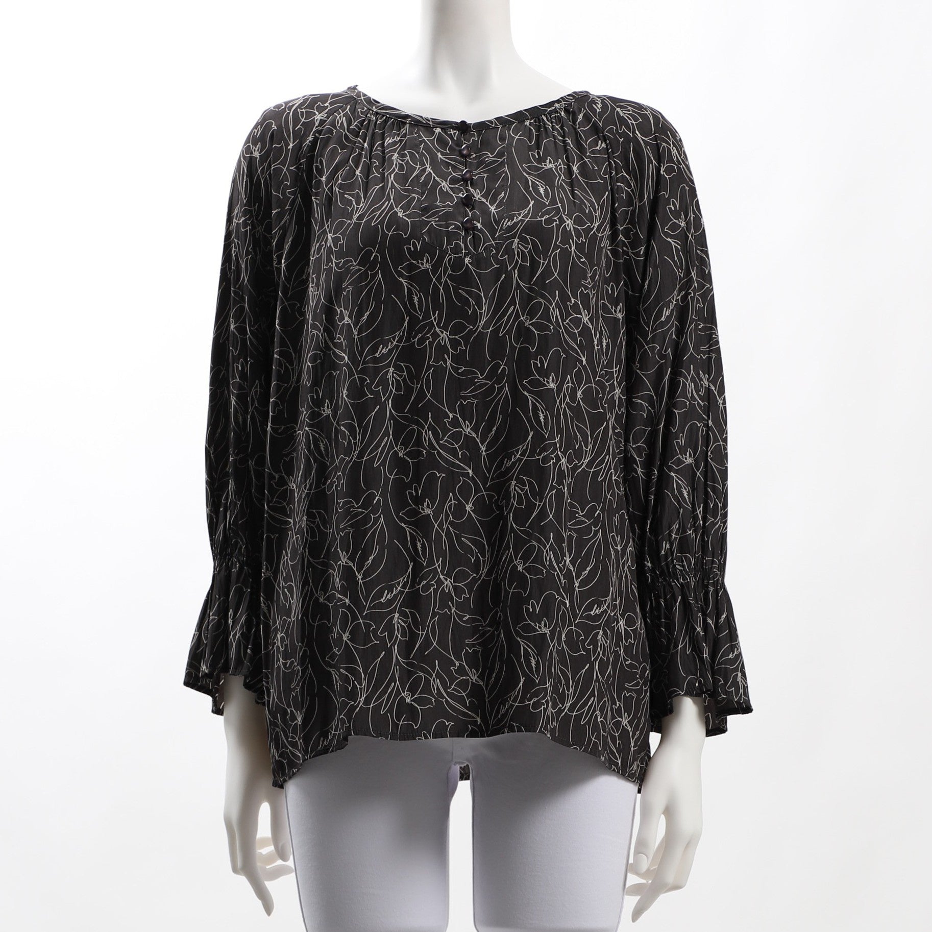 ラインプリント柄ブラウス