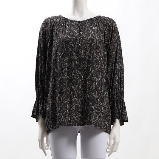 ラインプリント柄ブラウス