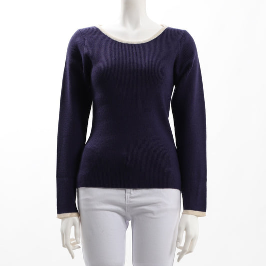 バイカラーリブニット