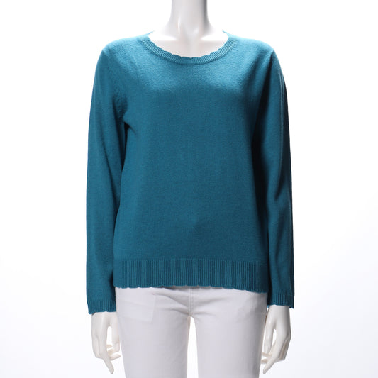 スカラップデザインラウンドネックニット