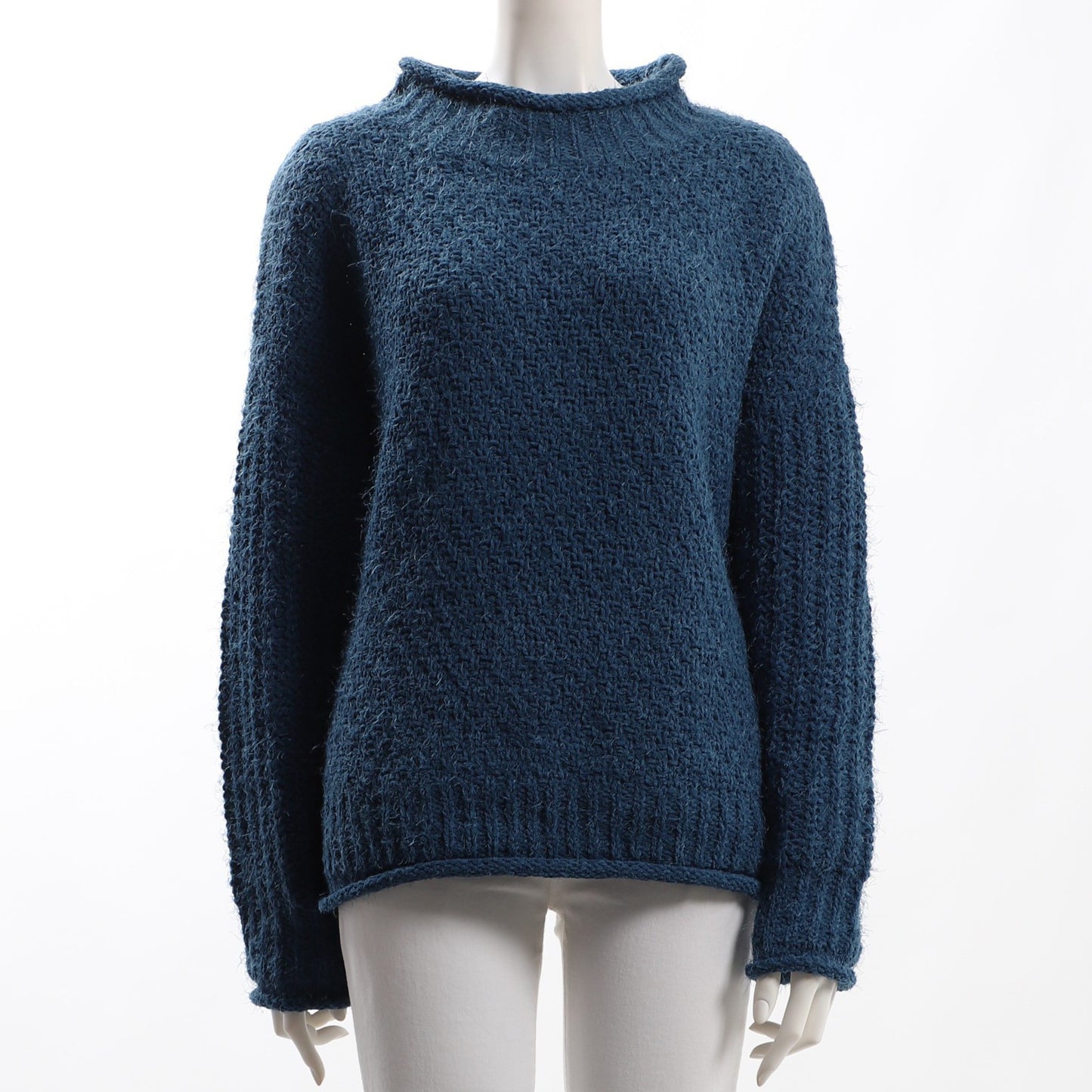 バスケット編ドロップショルダーオフネックニット