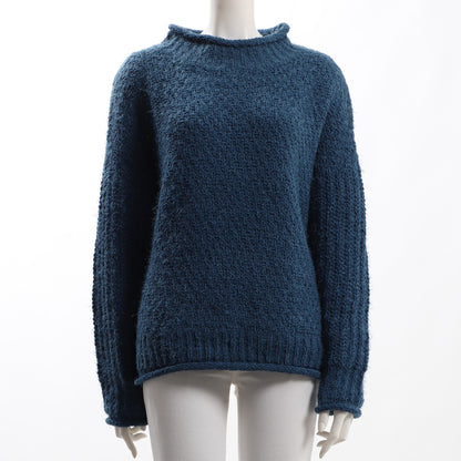 バスケット編ドロップショルダーオフネックニット