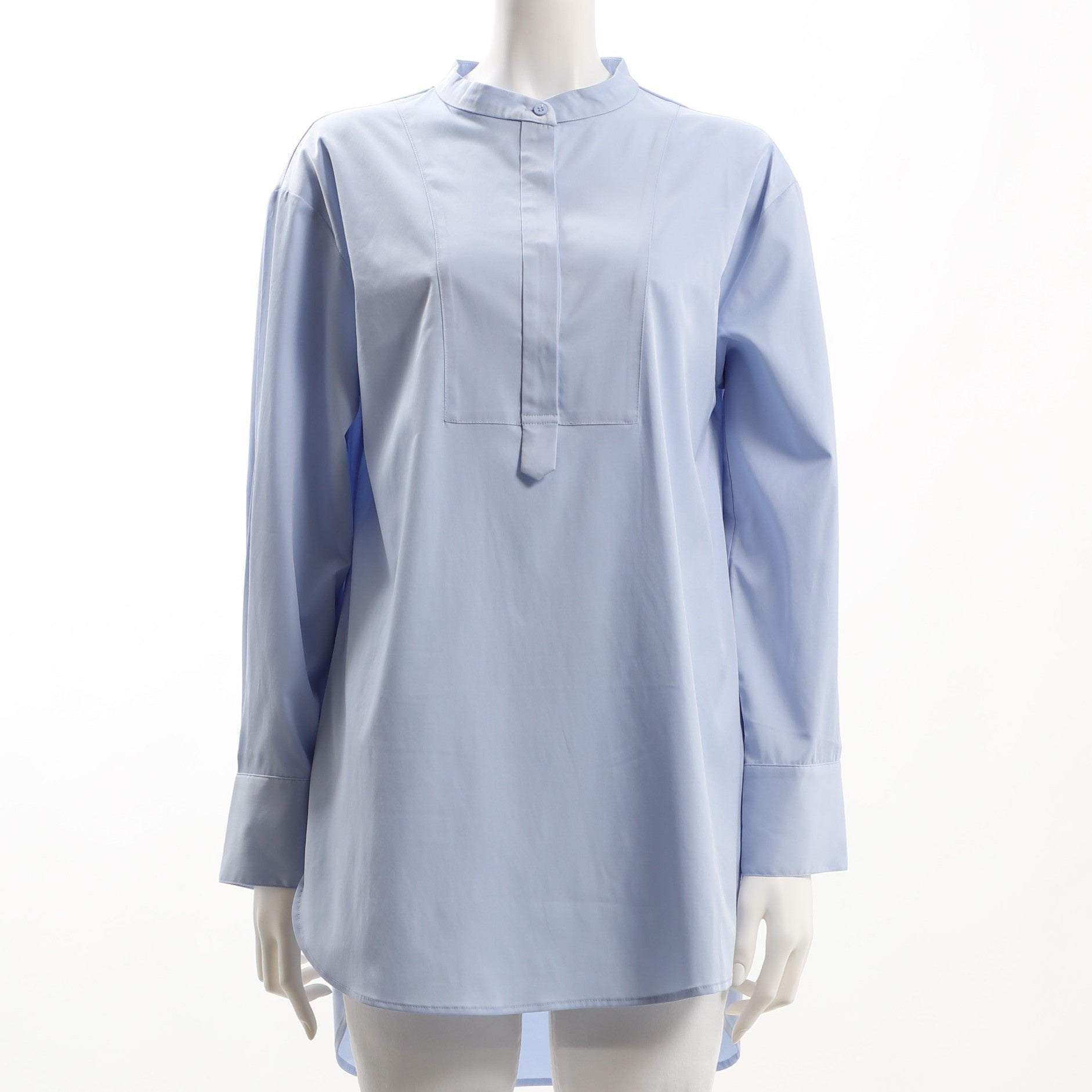 ブザム切り替えバンドカラーブラウス