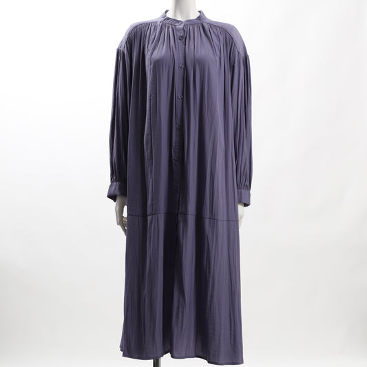 ギャザードネックバンドカラーワンピース