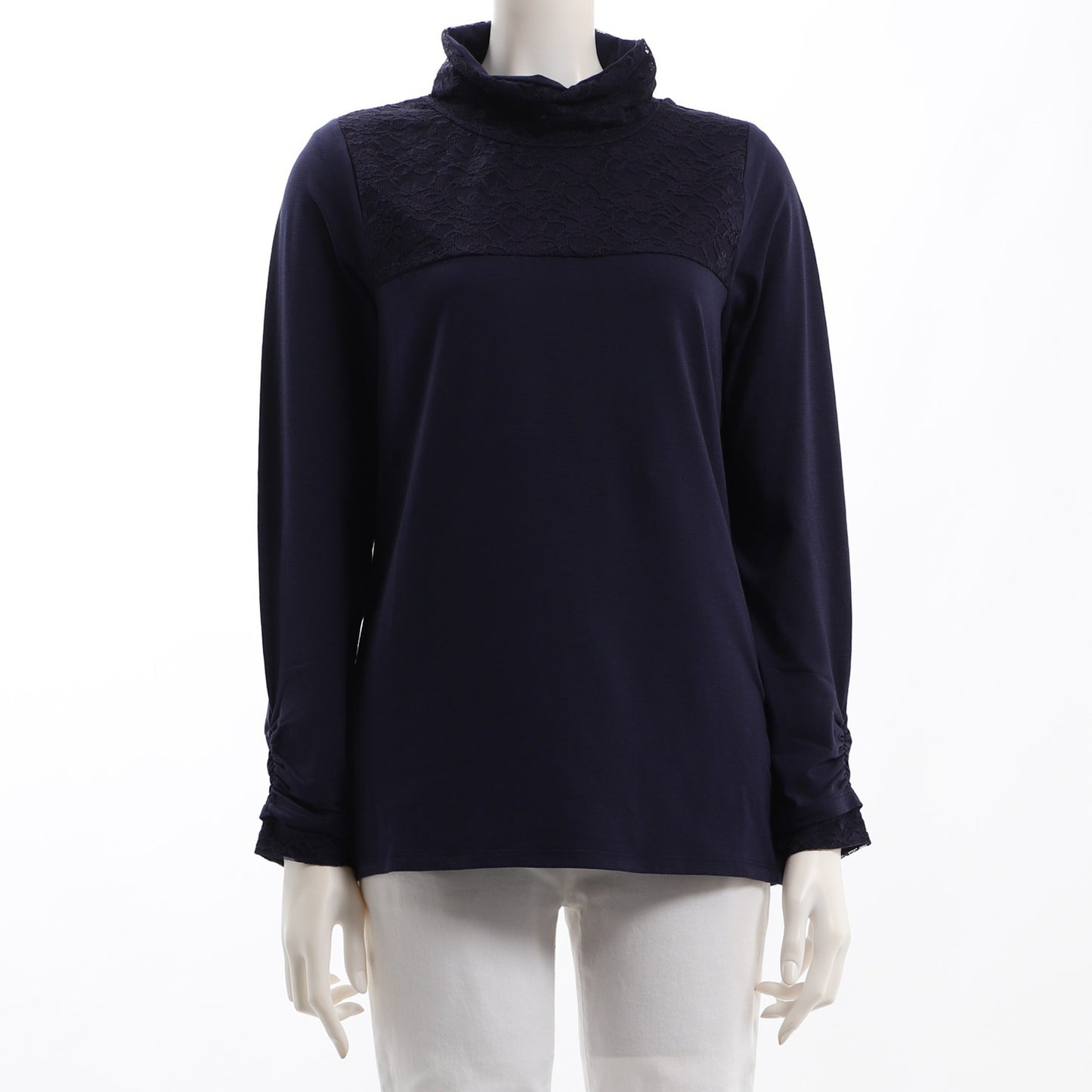 レースハイネックカットソー