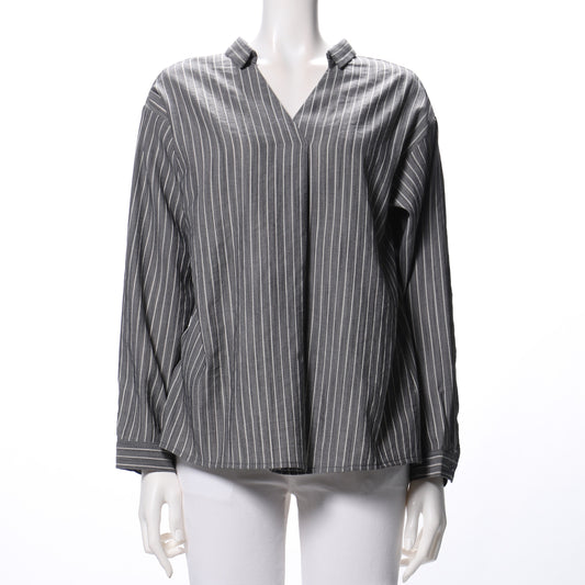 ストライプ柄スキッパーブラウス