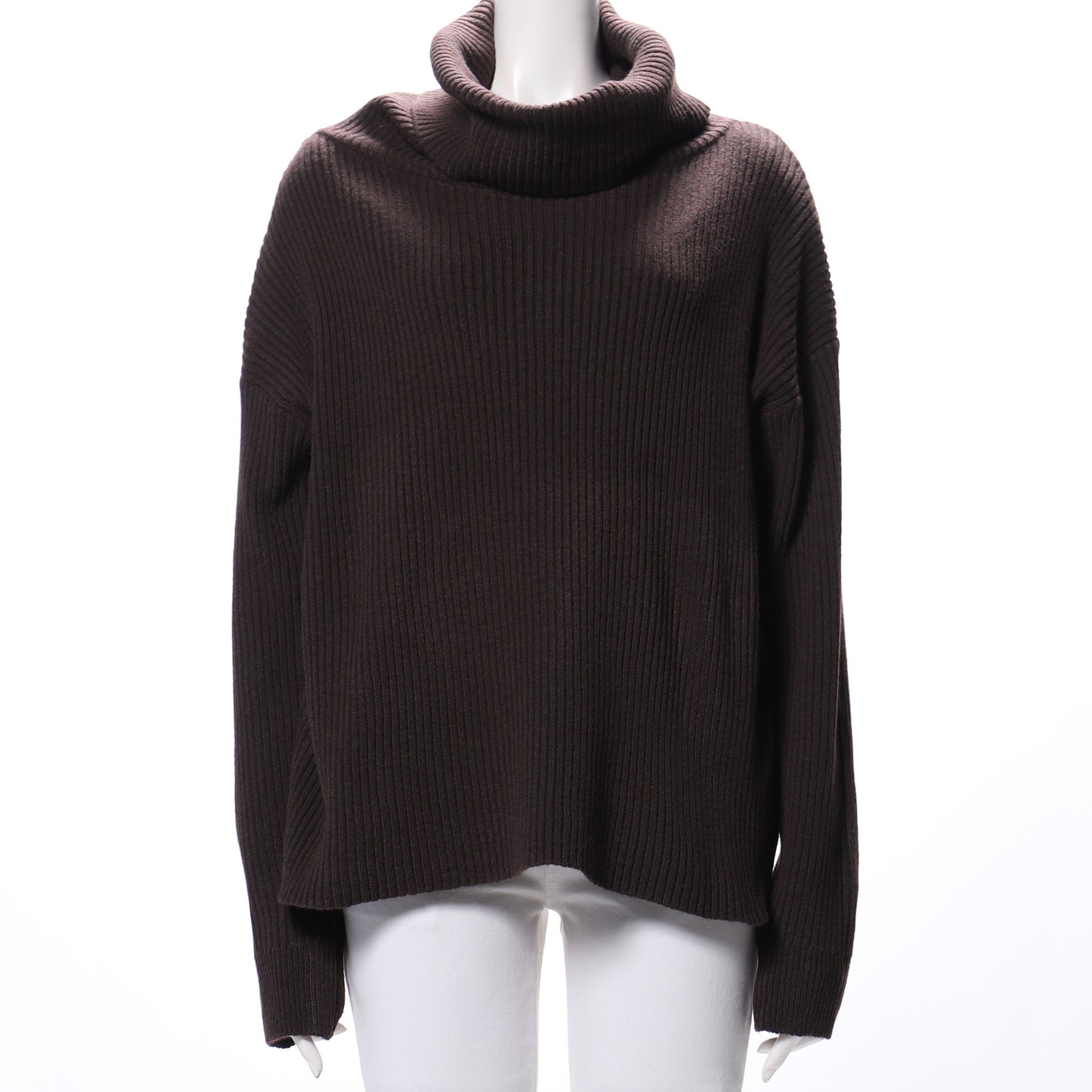 オフタートルネックリブニット