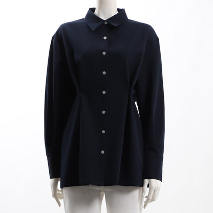 ボタンデザインペプラムシャツブラウス