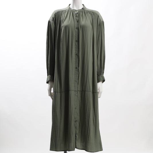 ギャザードネックバンドカラーワンピース