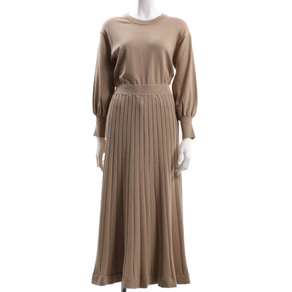 太リブスカートニットワンピース