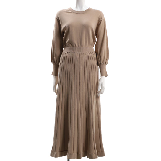 太リブスカートニットワンピース