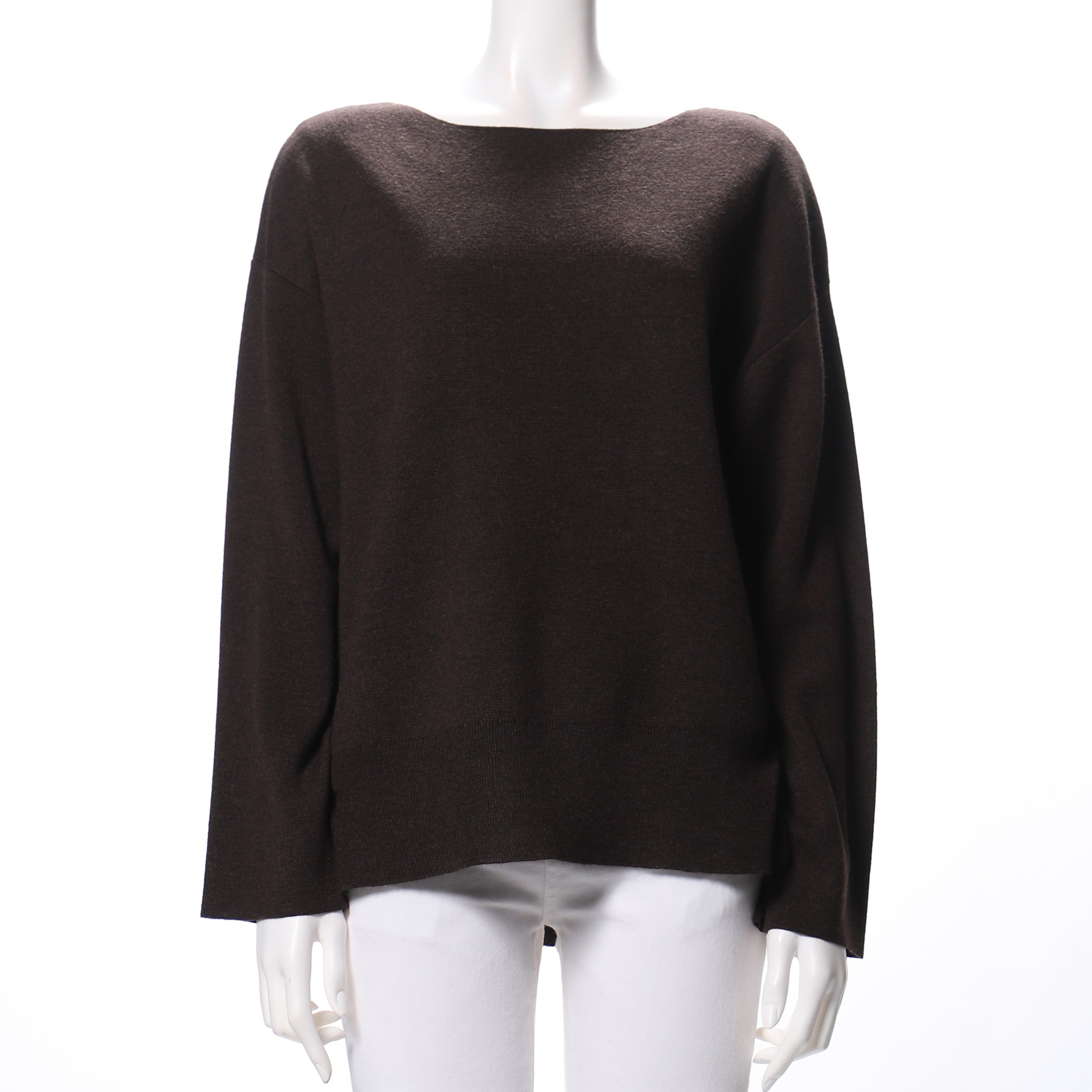 wool混ボートネックニット