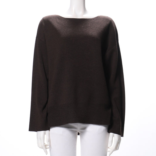 wool混ボートネックニット