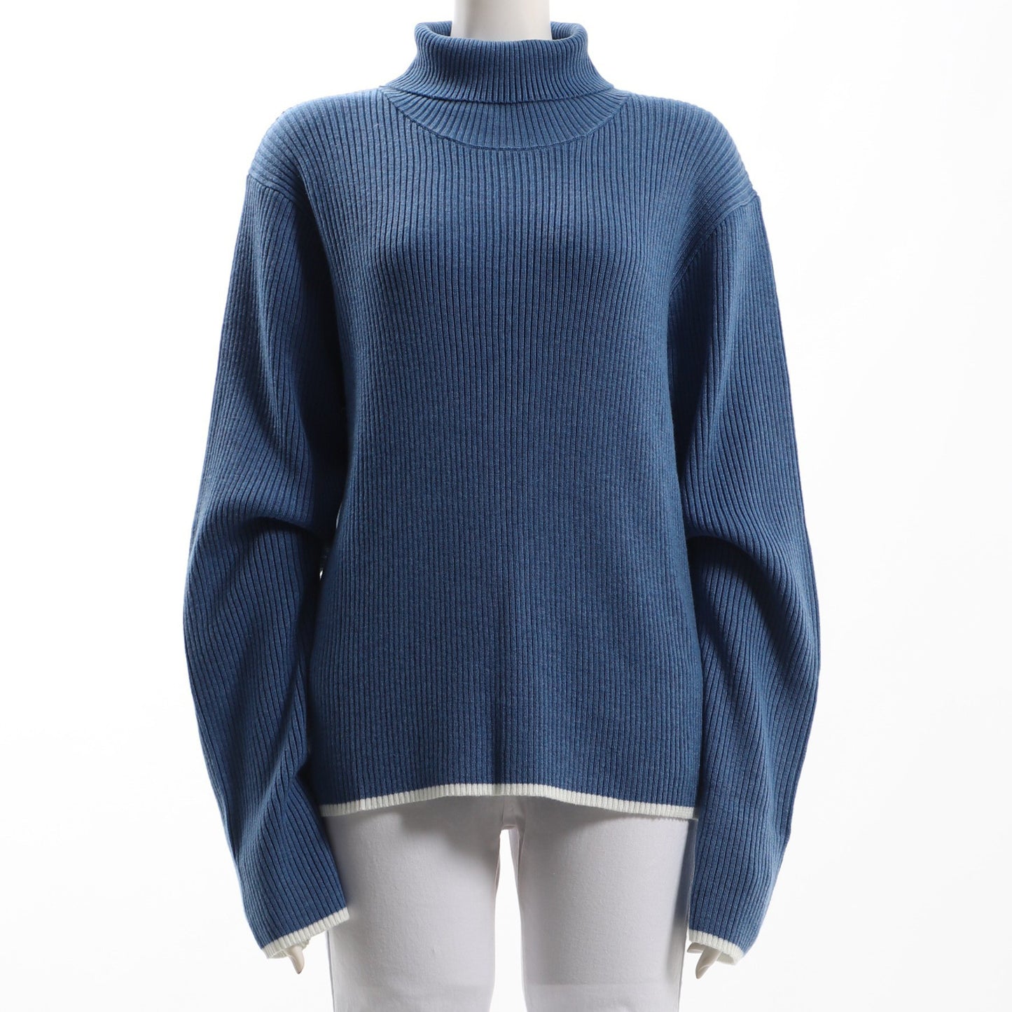 シンプルタートルネックリブニット