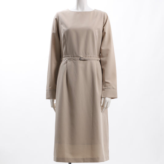 ベルト付きボートネックワンピース